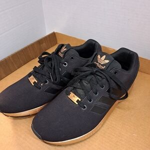 Size 10 - adidas ZX Flux gold & Black running shoes